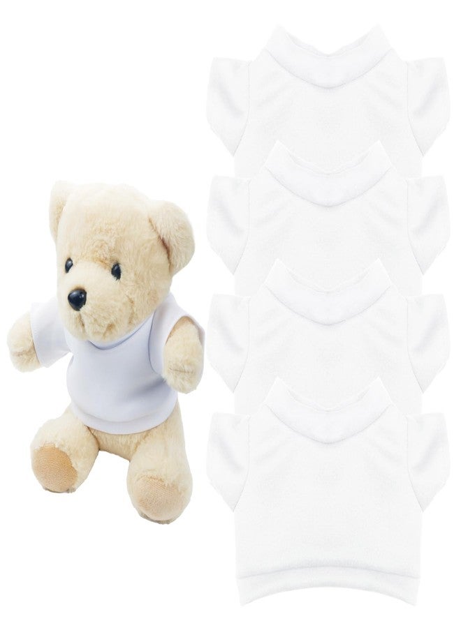 Aecsze 4 PCS Stuffed Bear Basic T Shirt Clothes for 10-12Inch, T Shirt Classic Crew Neck Bear, Cute Tiny Clothes DIY Bear Toy (for 10-12 Inch,White) - Image 1